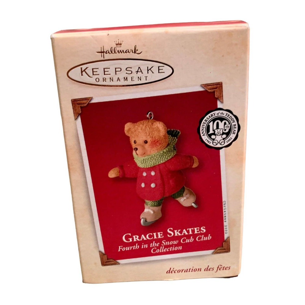 XMAS TREE ORNAMENT Hallmark Keepsake Snow Cub Club 4th in Series Gracie‎ Skates